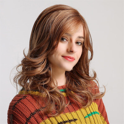 

Tailored Chemical Fiber Hair Fashionable Sexy Woman Brown Curly Hair Long Hair Wig