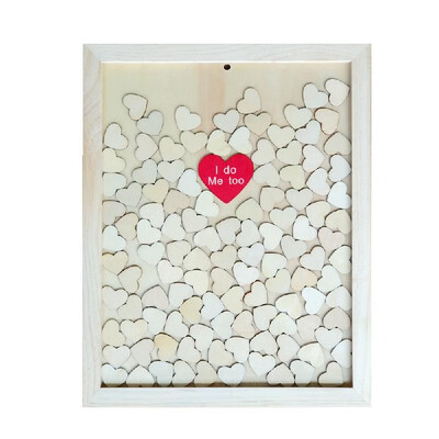 

Portable Originality Loving-Heart Wood Chip Wedding Birthday Party Supplies Decorative Photo Frame