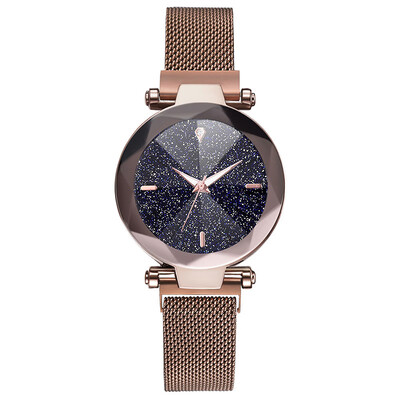

2019 Hot Sale Starry Sky Watch Womens Luxury Magnet Buckle Quartz Wristwatch Geometric Surface Female Luminous Clock for Gifts