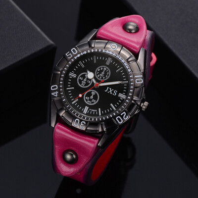 

Gobestart Casual Fashion Fake Three Eye Six Needle Leather Padded Strap Mens Quartz Watch