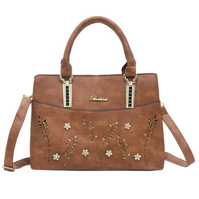 

Women Elegant Shoulder Bag Hallow Out Leaves Flower Tote Office Ladies Large Capacity Handbag Fashion Crossbody Bags T2G