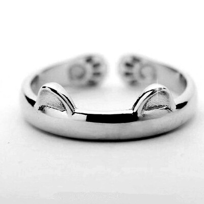 

Fashion Women Attractive Cat Ear Claw 925 Sterling Silver Finger Ring Jewelry