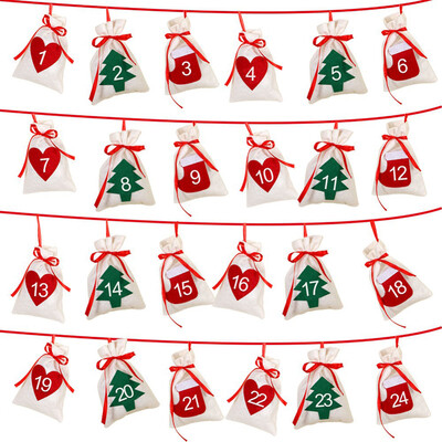 

Christmas Wreath Xmas Garland Hanging Advent Calendar New Year Gift Bag Durable