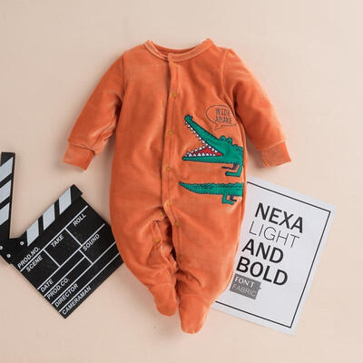 

Newborn Baby Shark jumpsuit Unisex Winter Fall Girls Boys Clothes Shark Floral Kids Outwear Set Orange