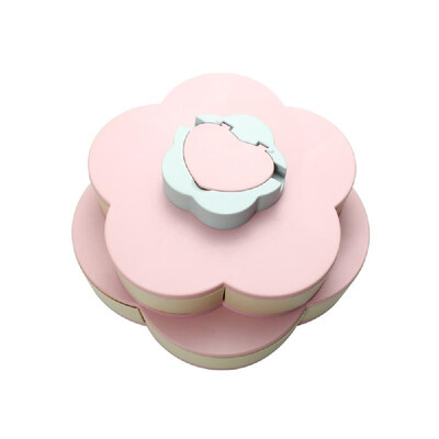 

Double Layer Snack Box Candy Plates Petal-Shape Rotating Snack Tray Double-deck Dried Fruit Plate Storage Organizer with Mobile Ph