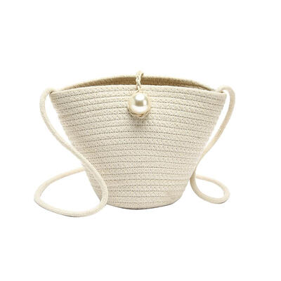 

Solid Color Pearl Decor Shoulder Packs Straw Women Small Crossbody Bags