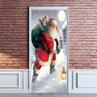 

Tailored Waterproof 3D Santa Claus Christmas Gift Bag Self Adhesive Door Murals Sticke