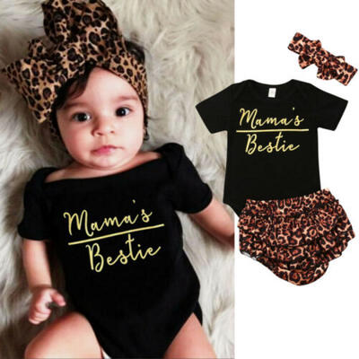 

3Pcs Newborn Baby Girl Romper Bodysuit Ruffles Shorts Summer Outfits Clothes Set