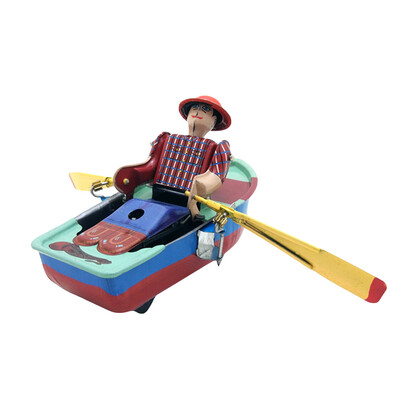 

YIWULATinplate Nostalgic Clockwork Chain Toy Photography Prop Sliding Boat