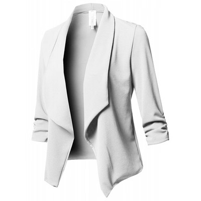 

2019 Womens Casual Stretch 34 Sleeve Open Fit Front Blazer Cardigan Jacket