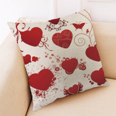 

Siaonvr Happy Valentine Pillow Cases Cotton Linen Sofa Cushion Cover Home Decor