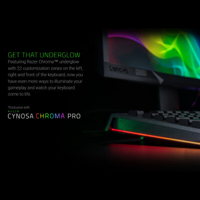 

Razer Cynosa Chroma Pro Membrane Gaming keyboard RGB Backlit Keyboard for Game Fully Programmable Keys 104 Keys Spill-Resistant wi