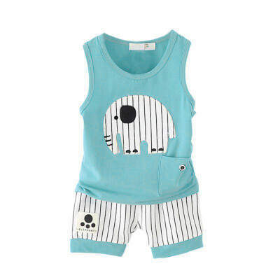 

Summer Baby Boy Vest Stripe Shorts 2pcs Cartoon Style Clothing Set Children Sports Suit