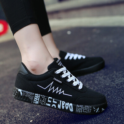 

Mhysa 2019 Women Vulcanized Shoes Fashion Sneakers Ladies Lace-up Casual Shoes Breathable Walking Canvas Shoes Graffiti Flats