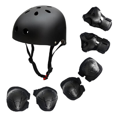 

Children Protective Gear Set 7 in 1 Adjustable Helment Knee Elbow Wrist Pads for Kids Skateboard Scooter Skating