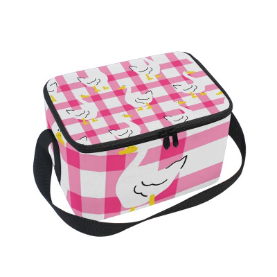 

ALAZA Lunch Box Insulated Lunch Bag Large Cooler Cute Goose On Checkered Tote Bag