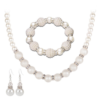 

Luxury Pearl Wedding Jewelry Set Crystal Necklace Jewelry Accessorie