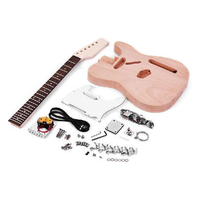 

Muslady Unfinished Electric Guitar DIY Kit TL Tele Style Mahogany Body Maple Wood Neck Rosewood Fingerboard