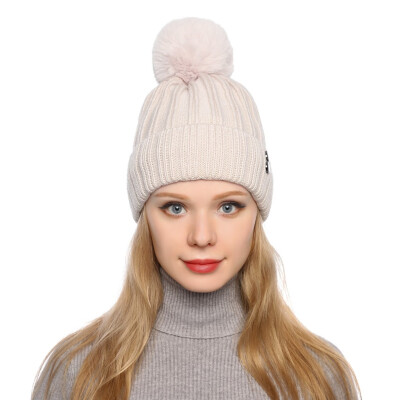 

Tailored Fashion Women Curling Button Cap Hat Winter Warm Thickened Knitted Ball Cap