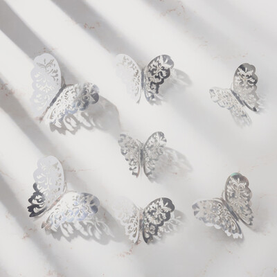 

Gobestart 12 Pcs 3D Hollow Wall Stickers Butterfly Fridge for Home Decoration New