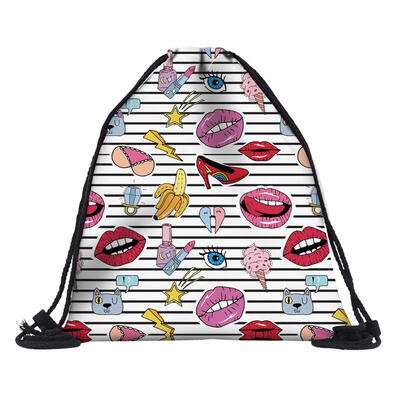 

Portable 3D Digital Printing Backpack Drawstring Bag Softback Beach Bags