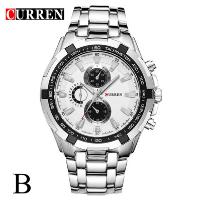 

Gobestart CURREN Fashion Big Ddial Casual Business Mens Watch Quartz Waterproof Steel Bel