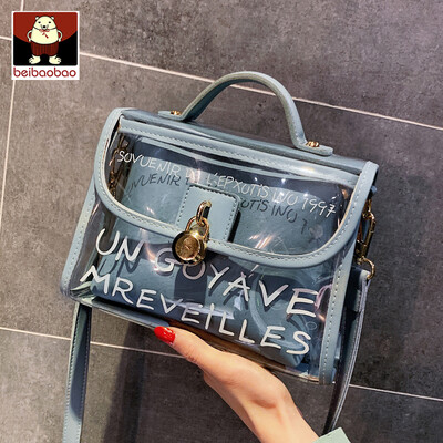 

Jelly bag transparent small bag woman 2019 new trendy girl bag slanted bag Korean version of summer 100 shoulde
