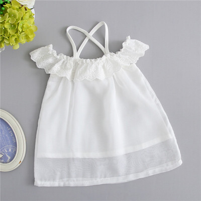 

Summer Baby Girls Lace Design Sleeveless CasualCasual Chiffon Dress Kids Toddler Pageant Sundress For 1-2 Years