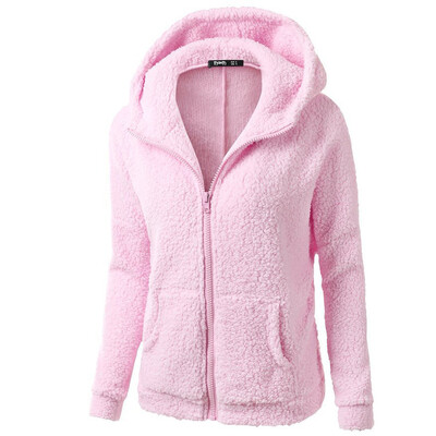 

Roseonmyhand Women Hooded Sweater Coat Winter Warm Wool Zipper Coat Cotton Coat Outwear