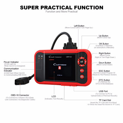 

Beautytrees LAUNCH CRP123 Professional obd2 Car Diagnostic Tool OBDII code reader scanner CRP 123 test Engine ABS Airbag Transmiss