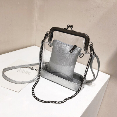 

Tailored 2Pcs Fashion Women Clear Crossbody Bags Leather Handle Bag Waterproof Beach Bags