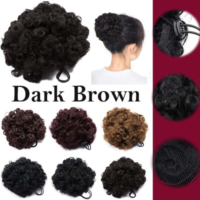 

Afro Bun Extension Puff Ponytail Chignon Hairpiece With Drawstring Afro Kinky Curly Wrap Messy Updo Synthetic For Women