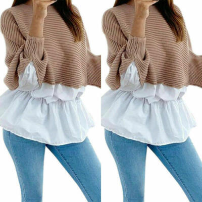 

US Women Autumn Long Sleeve Casual Shirt Ladies Round-neck Tops Blouse Plus Size