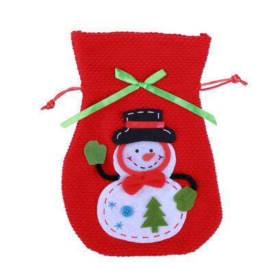 

Red Christmas Theme Snowman Pattern Knitted Gift Presents Bag Pendant