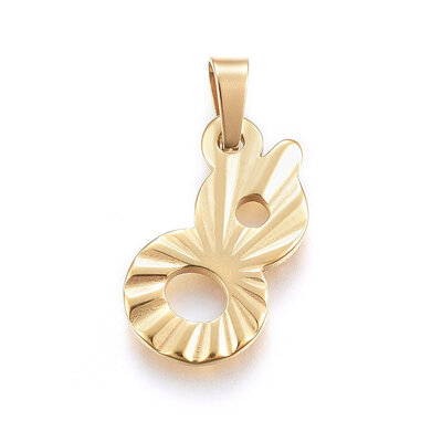 

304 Stainless Steel Pendants NO8 Golden 19x11x15mm Hole 5x3mm