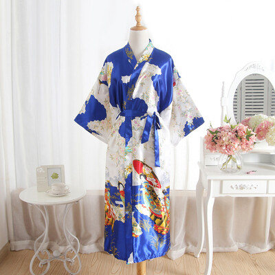 

Womens Floral Satin Bathrobe Robes Bridal Wedding Bridesmaid Gown Kimono Robe