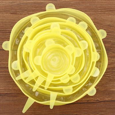 

6 Pcs Silicone Wraps Seal Bowl Covers Food Saving Storage Stretch Lids Refrigerator Accessories
