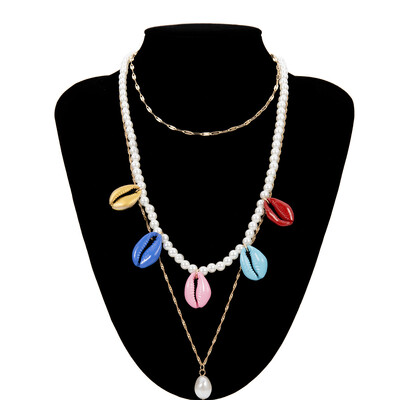

Luxury Design Gold Color SeaShell Imitation Pearls Choker Necklace Female Cross Pendant Necklaces for Women 2019 Fashion Jewelry