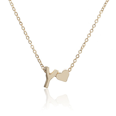 

Stainless Steel Jewelry Choker Necklace Letter Necklace Women Gold Chain Female Nameplate Heart Necklace Copper Boho Girlfriend