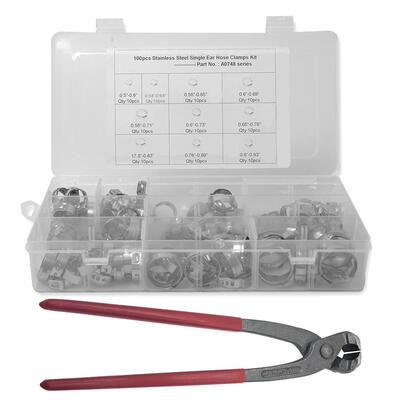 

100pcs Stainless Steel Single Ear Hose Clamps with PEX Cinch Crimper Tool