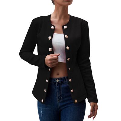 

Toponeto Women Daily Double-breasted Blazer Long Sleeve Jacket Ladies Office Wear Coat