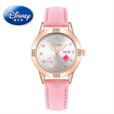 

Disney student watch female Korean version of the waterproof simple quartz watch cute cartoon luminous pointer children watch girl 327 rose gold shell powder with Ham pig