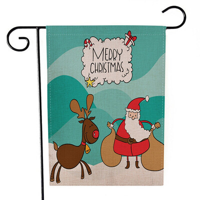 

Christmas Winter Garden Flag Santa Claus Snowman Indoor Outdoor Home Decor Flags Happy Festival Household Hanging Flag