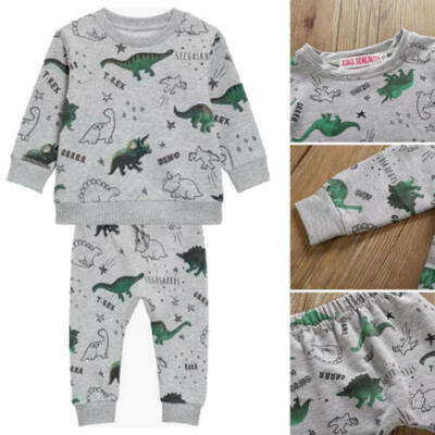 

2PCS Newborn Baby Boy Girl Cartoon Tops Cotton T-Shirt Pants Outfit Clothes