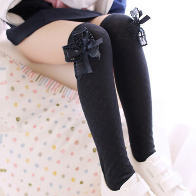 

Girl Big Bow Knee High Long Soft Warm Tights Socks Stockings Pantyhose Yulllu