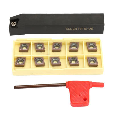 

Greensen 1pc SCLCR1616H09 Lathe Turning Tool Holder 10pcs CCMT09T304 Carbide Inserts with Wrench