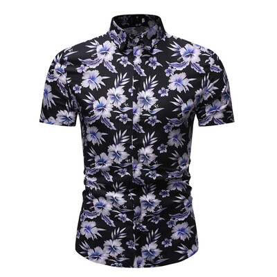 

Tailored Mens Summer New Style Hawaiian Printed Short-Sleeved Shirt Fashion Blouse Top
