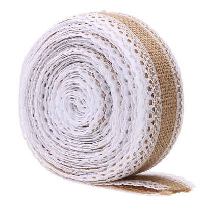 

5mRoll Linen Handmade Christmas Crafts Jute Burlap Band with Lace Trim
