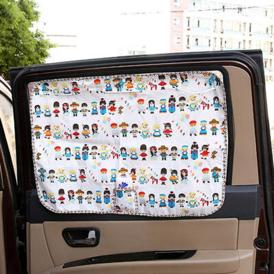 

Greensen 7050cm 1 Pair Anti-UV Sun Shade Cartoon Pattern Car Front Side Window Curtain