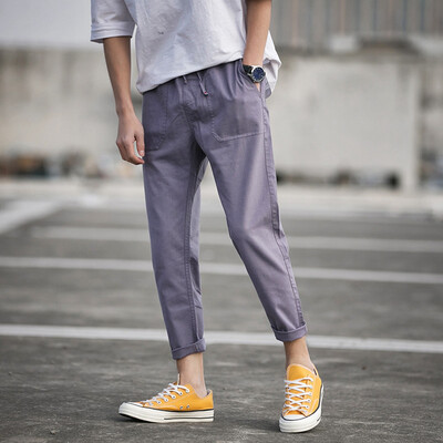 

Gobestart New Style Mens Korean Version Of The Solid Color Loose Large Size Beam Straig